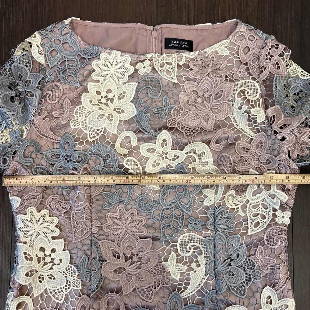 Tahari ASL Shift Dress Size 12 Multicolor Pastel Wedding Feminine Romantic - Picture 12 of 16